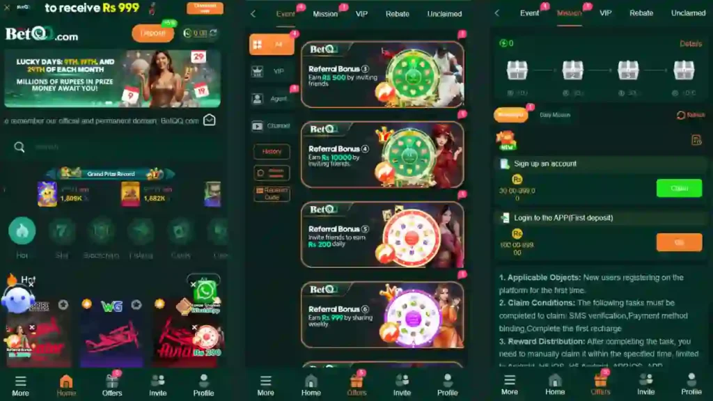 Screenshots of BetQQ Game Interface where users can easily understand use of BetQQ